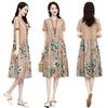Vintage Floral Print A Line Dress With Button Front For Ladies Summer Casual Wear
