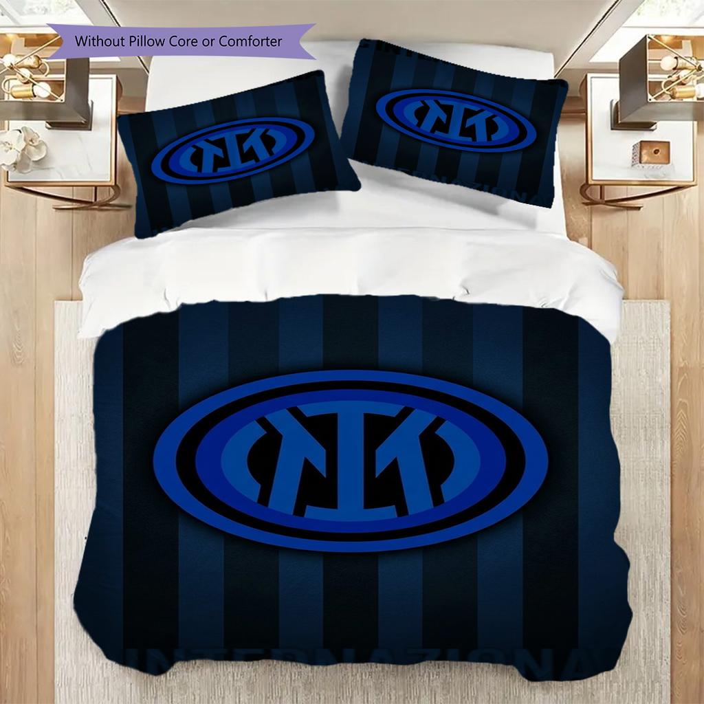 Inter Milan Emblem Background Bedding (1 * Duvet Cover + 2 * Pillowcase, Without Core) Duvet Cover and Pillowcase Bedding Set Christmas Birthday Gift