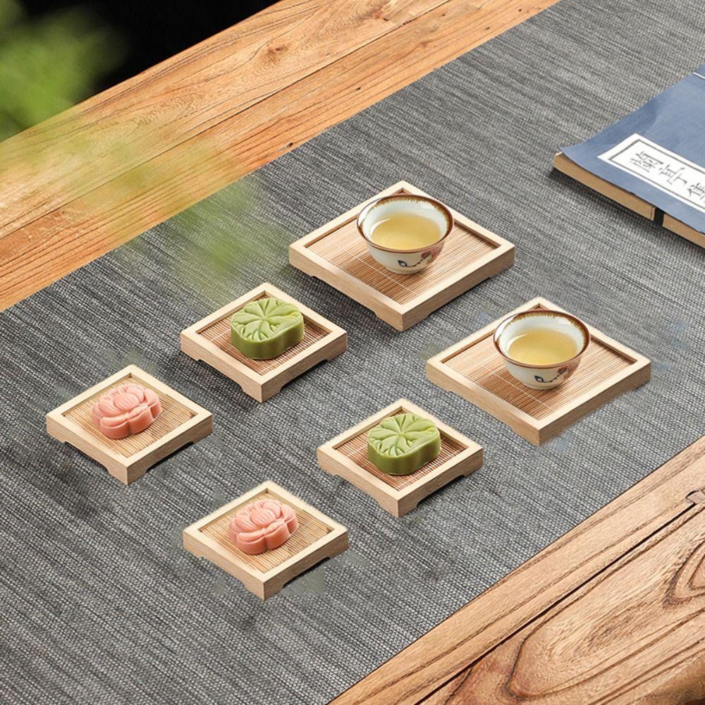 Natürliche Bambus Hamster Kühlmatte Quadratisch Atmungsaktiv Hamster Wärmeableitung Kissen Dessert Gebäckschale Teetasse