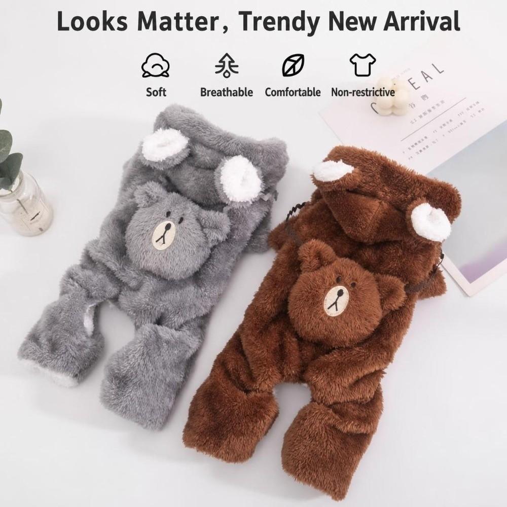 Fleece Lined Dog Clothes Hooded Four Legged Dog Clothes Windproof Warm Dog Outfits Autumn Winter