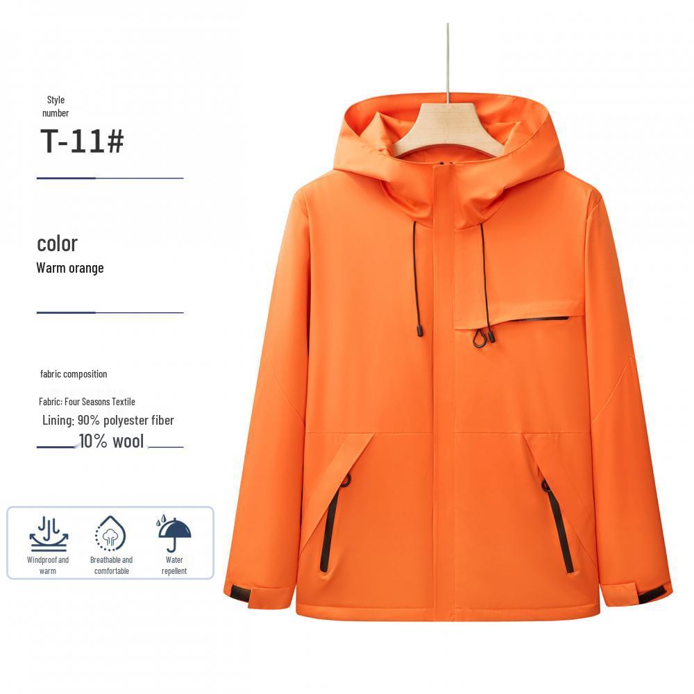 Personalized Windproof 3-in-1 Jacket: Solid Color, Custom Logo, Unisex Design, Thick Workwear