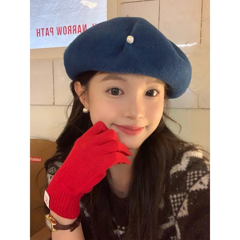 

Берет Не Легко Скатывается Корейская Версия Однотонный Ретро Подчеркивающий Маленькое Лицо Универсальная Шляпа Художника для Женщин o [54cm-58cm]