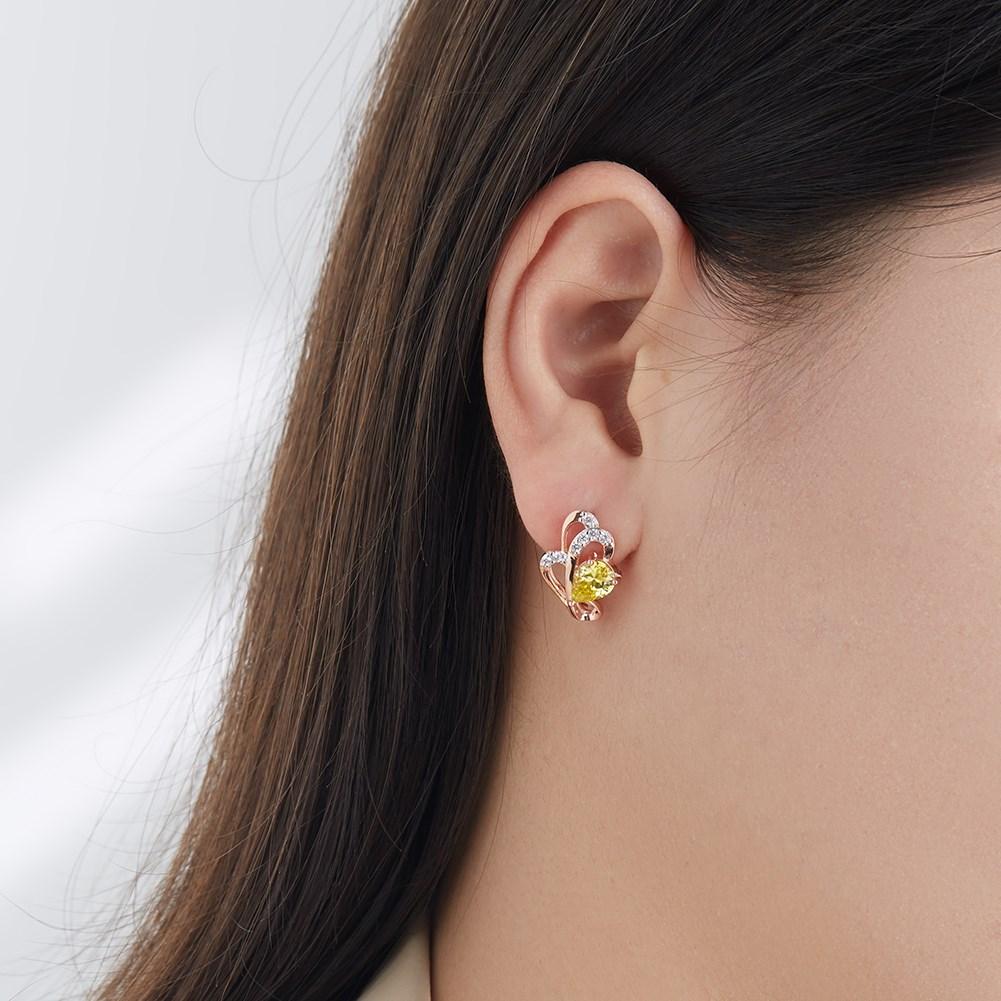 Umcho Blumenform, rosévergoldet, 5a, transparente Ohrstecker, für Damen, Kupfer-Ohrring, Jahrestag, Modeschmuck für die Freundin