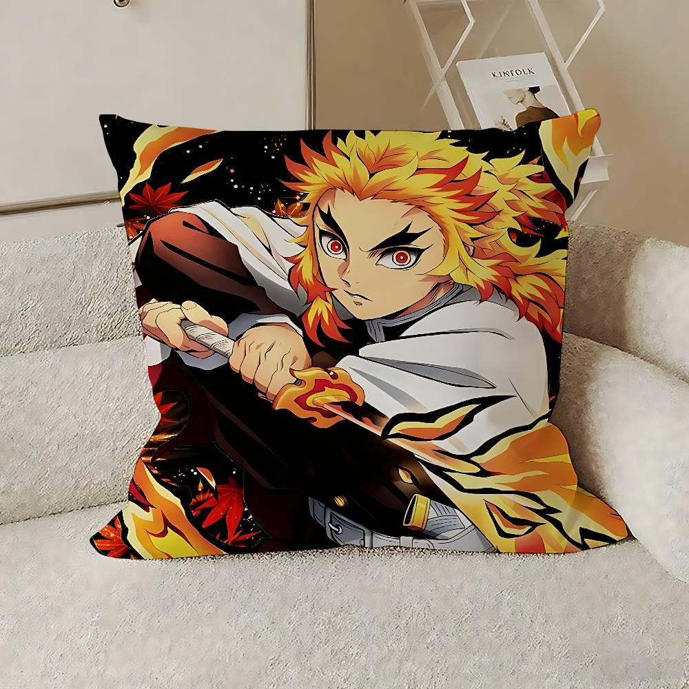 Cool K-Kyoujurou Rengoku Case Plush Fabric Soft Pillowcase Double Sided Print Cushion Cover Household Gifts