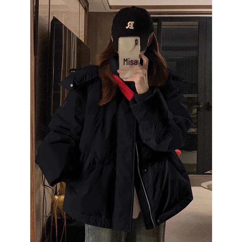 2024 Gray Cotton-Padded Jacket for Girls - Autumn/Winter Style for Middle/High School Students