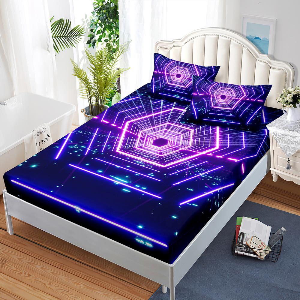 Three-Piece Mattress Set 3D Bedspread Digital Printing Pillowcase Mattress Protective Cover