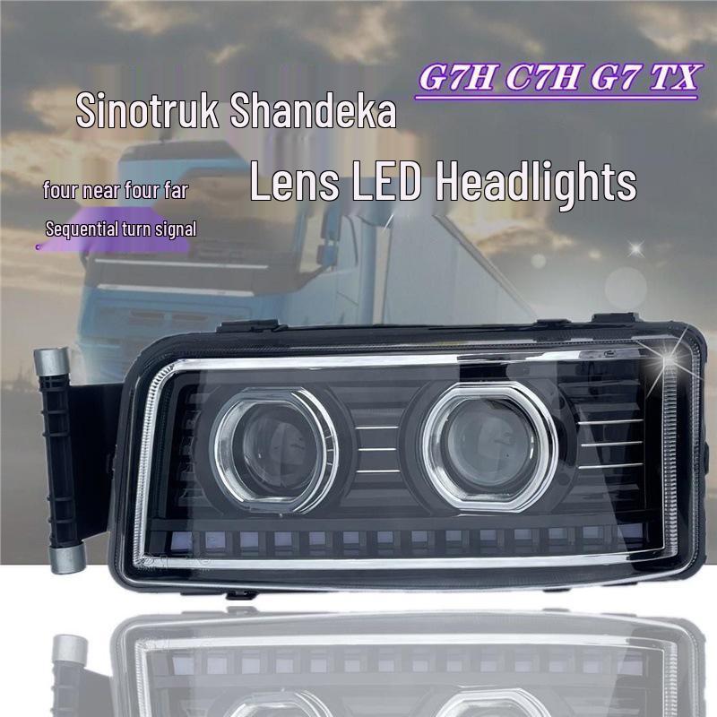 Super Bright LED Upgrade for FAW Howo TX Shacman Dump C7HG7HG7 Headlight Assembly Four low, four high beams left