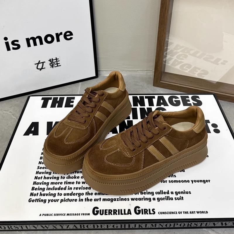 Cowhide version~ retro style platform German training shoes women's autumn 2025 new lace-up muffin shoes versatile casual trendy shoes