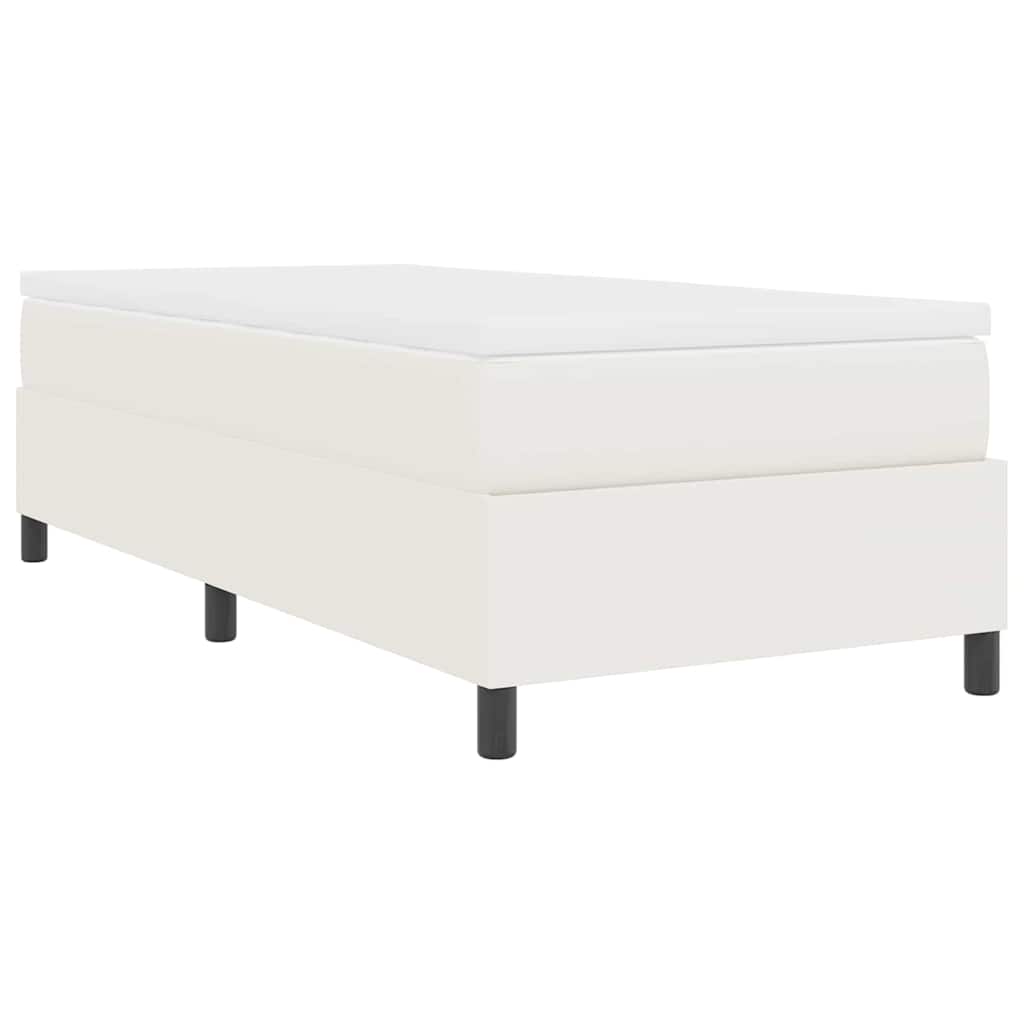 Box Spring Bed Cream and White 80 x 200 cm Cord Fabric