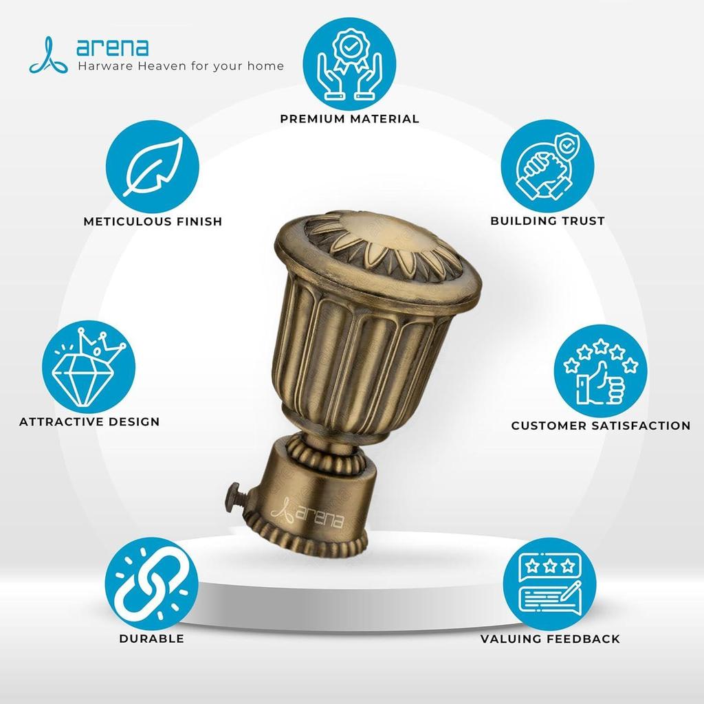 Aluminiowy uchwyt do zasłon | do okna i drzwi Uchwyt do parda z zestawem zakończeń do dekoracji domu | Akcesoria do zasłon i wsporniki do zasłon Opakowanie 2 szt.