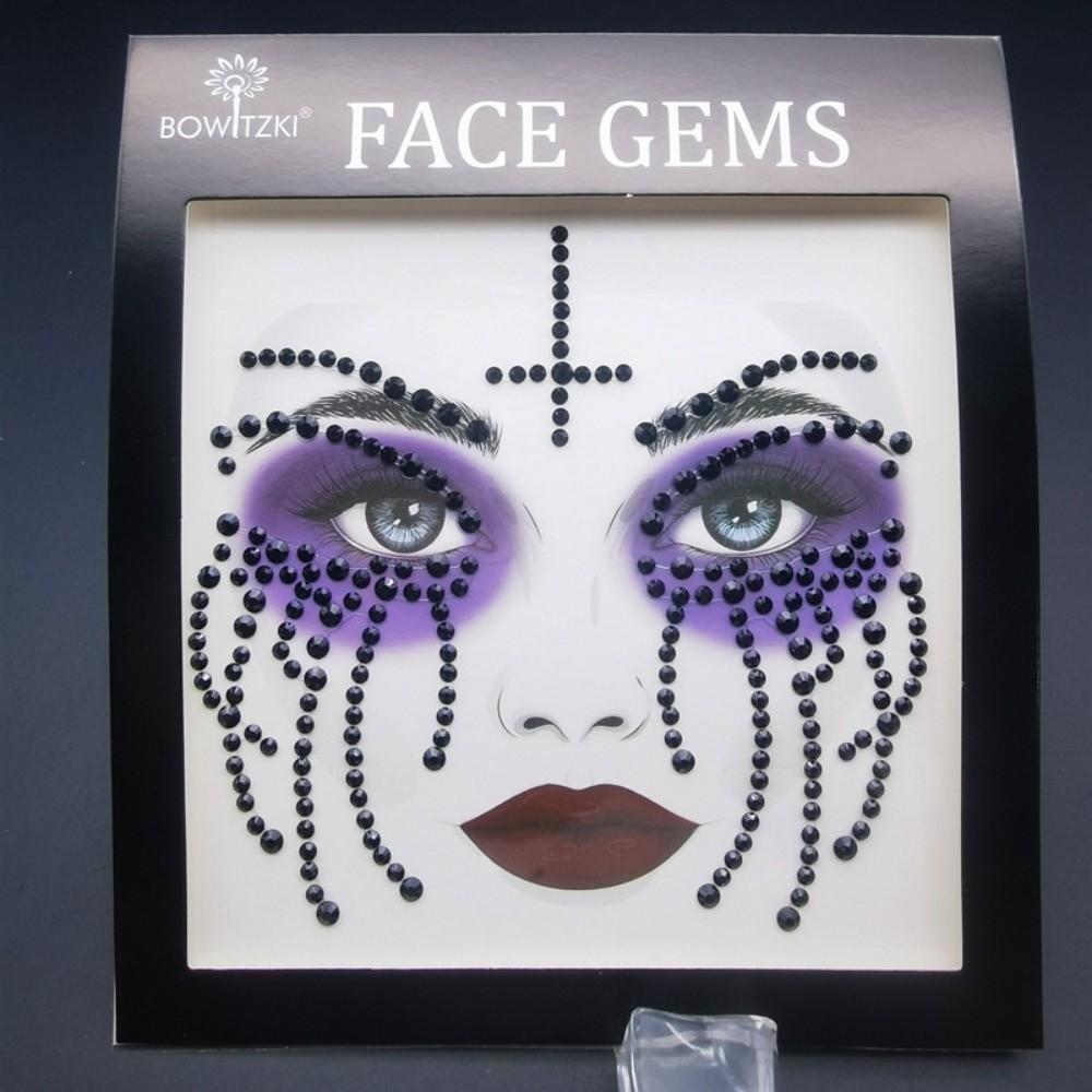 3D Resin Face Rhinestone Sticker Shiny Jewelry Face Sticker Halloween Fake Tattoo  Body Art
