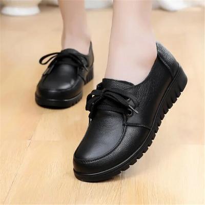 Chaussures Femme en Cuir Véritable Chaussures Plates Mocassins Chaussures Femme Confortables Compensées Chaussures Décontractées Femme Chaussures Simples en Cuir Souple de Vache Maman