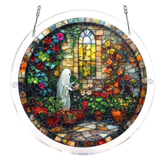 Halloween Acrylic Jigsaw Puzzle Suncatcher Stained Glass Style DIY Sun Catcher