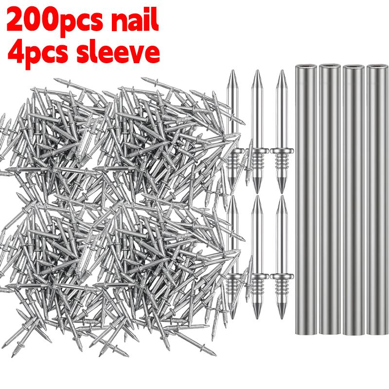 Double-Headed Invisible Seamless Nails Skirting Thread Nail with Sleeve Woodworking Fixator Screws Tool Hardware Fastener