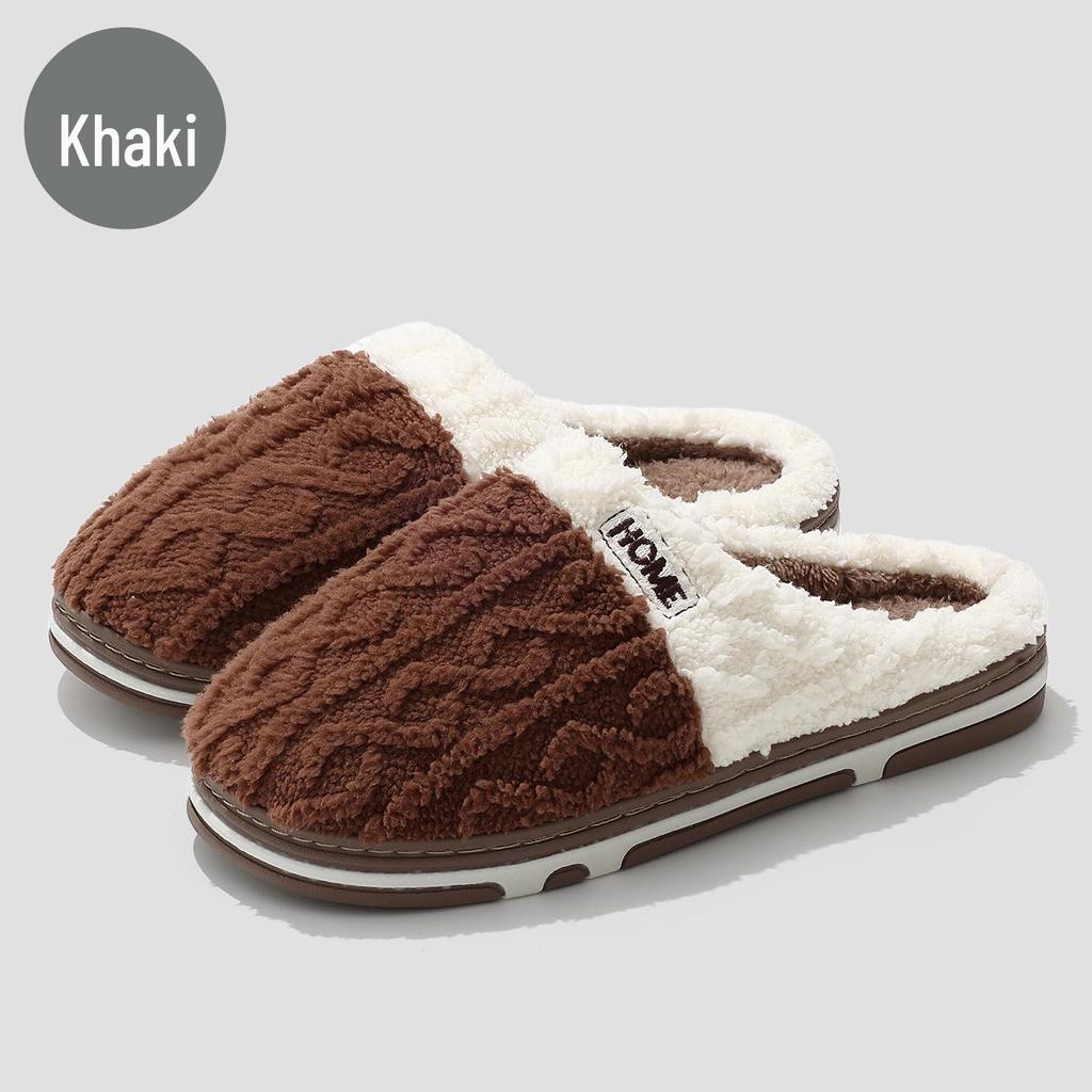 Cozy Cartoon Bear Indoor Cotton Slippers for Couples - Warm Plush Winter Footwear for Men & Women