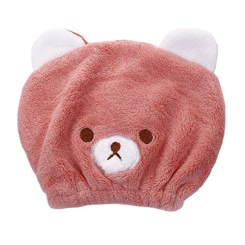 A2507 Quick-Dry Cotton Towel for Kids Cute Animal Embroidered Dry Hair Cap with Cartoon Pattern Bath Towels for Children