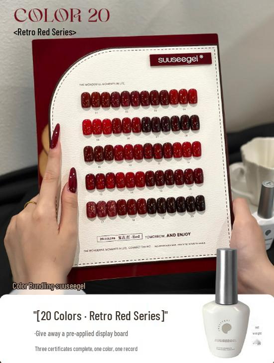 Retro Red Nail Gel Polish Bundle: Celebrity, Cherry, Bull Blood & New Year Shades