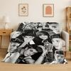 3D Justin Singer Star Flannel Blanket Soft Warm Throw Blanket for Bedroom Living Room Bed Travel Camping Picnic Gift