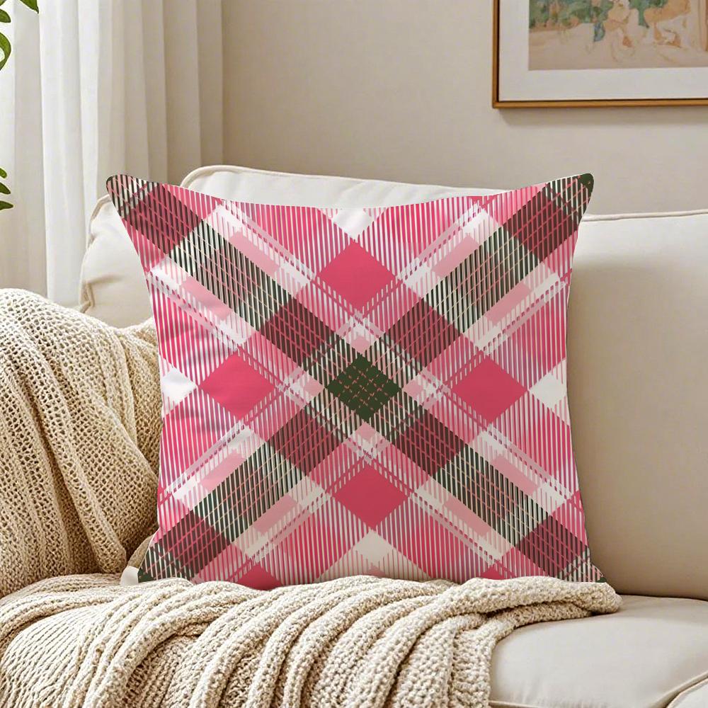 Classic Simple Pattern Art Plaid texture Cushion Cover Linen Pillowcase Soft  for Sofa Bed Home Room Decor