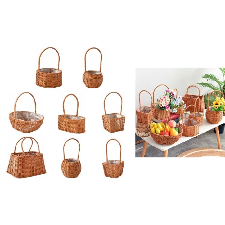 Handwoven Floral Basket Rattan Storage Basket for Picnics and Outdoor Activities