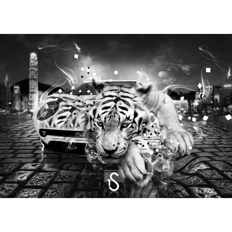 Dreamy Sports Car Animal Poster: Creative Wall Art for Bedroom, Bar, or Study