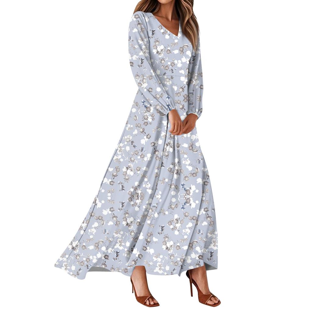 Women's Summer Dresses Casual Long Sleeve Maxi Dresses Cute Floral Maxi Dresses Wedding Guest Dresses Flowing Dresses