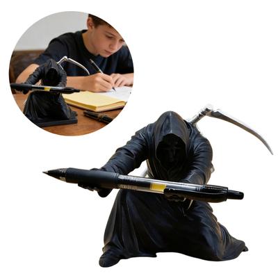 Grim Reaper Pen Holder 3D Printed Gothic Pencil Storage Rack Desktop Organizer for Halloween Home Office Decor