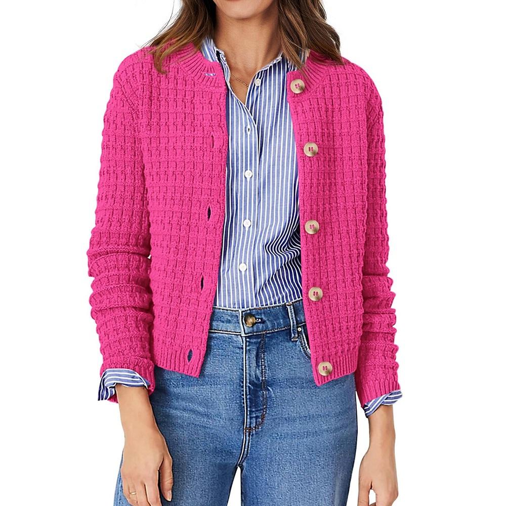 Women Autumn Knitted Cardigans Jackets Office Ladies Solid Color Long Sleeve Sweater Outerwear Coats