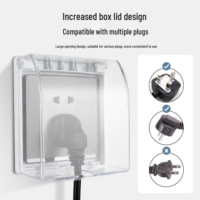 86 Type Transparent Self-Adhesive Waterproof Socket Cover for Bathroom Switches