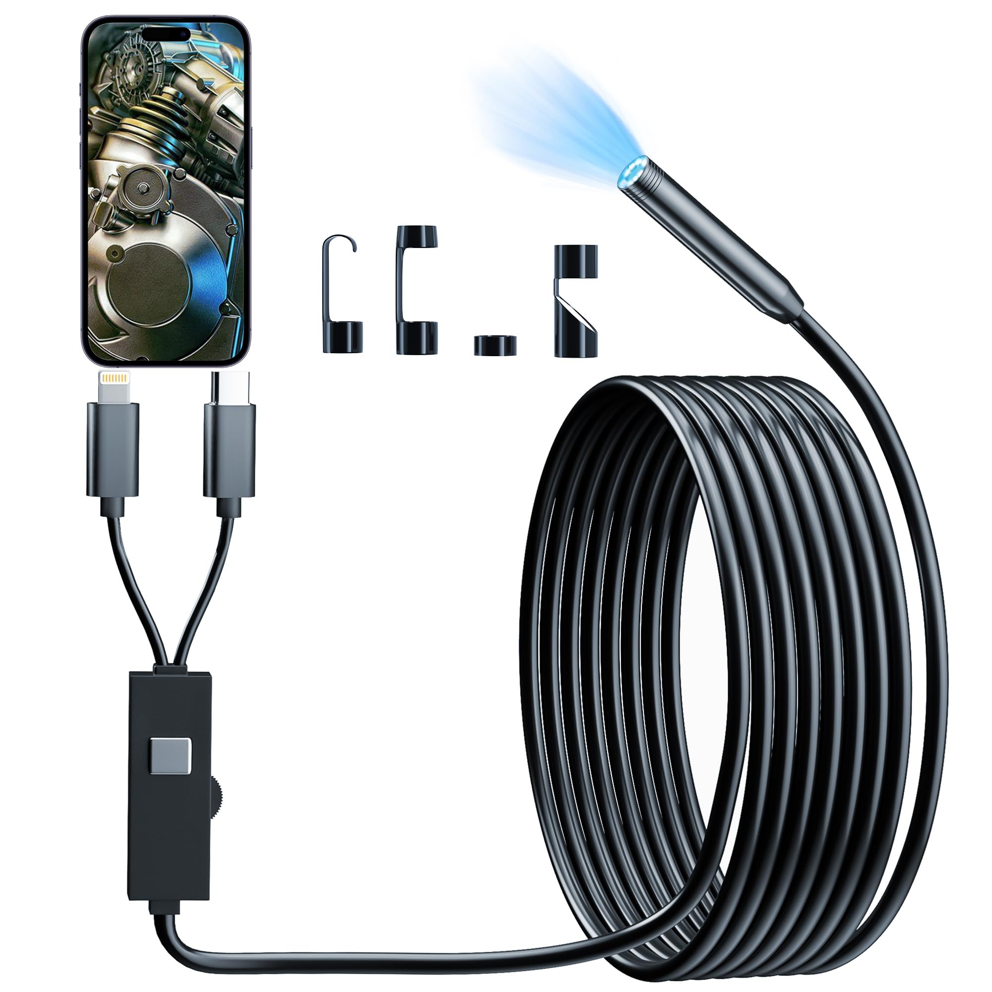 

Lens 2 Fiberscope 1920P HD Endoscope Camera 8 High Brightness LED Lights Industrial Endoscope Digital Endoscope Snake Camera IP67 Waterproof