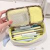 Trousse à crayons matelassée Cœur Double fermeture Trousse à crayons Durable Trousse de papeterie Étudiants