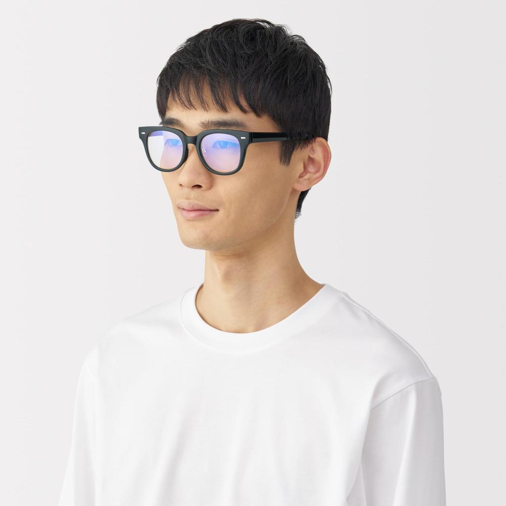 MUJI Blue Light Blocking Wellington-Style Sunglasses, Unisex, Adult, DFD20A5S, Black