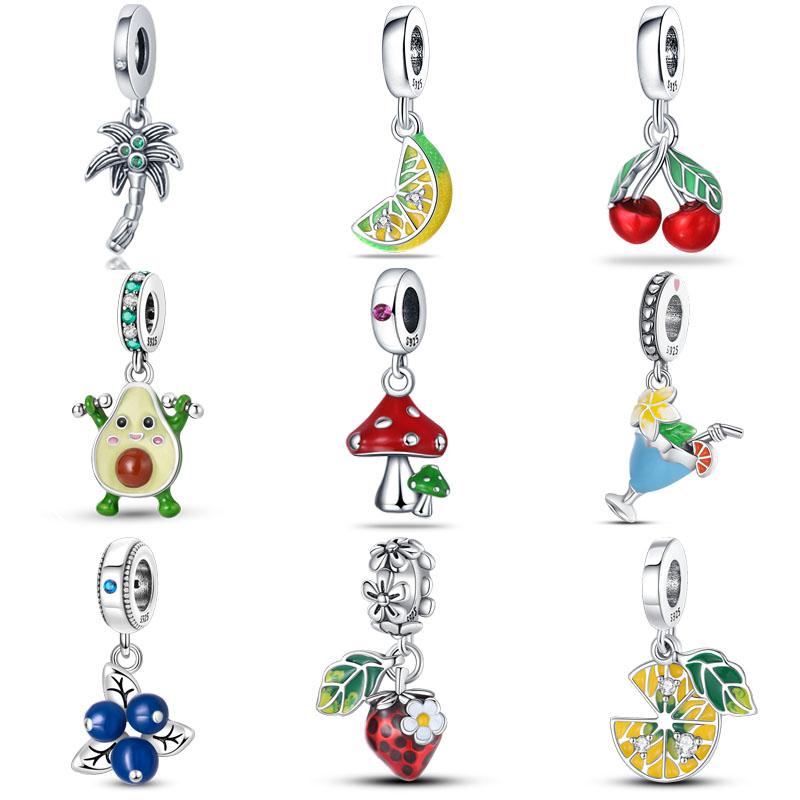 

CodeMoneky Fruits Charms Fit Оригинальный браслет 925 Стерлинговое серебро Авокадо Вишня Клубника Лимон Шармы DIY Ювелирные изделия Изготовление Подарка