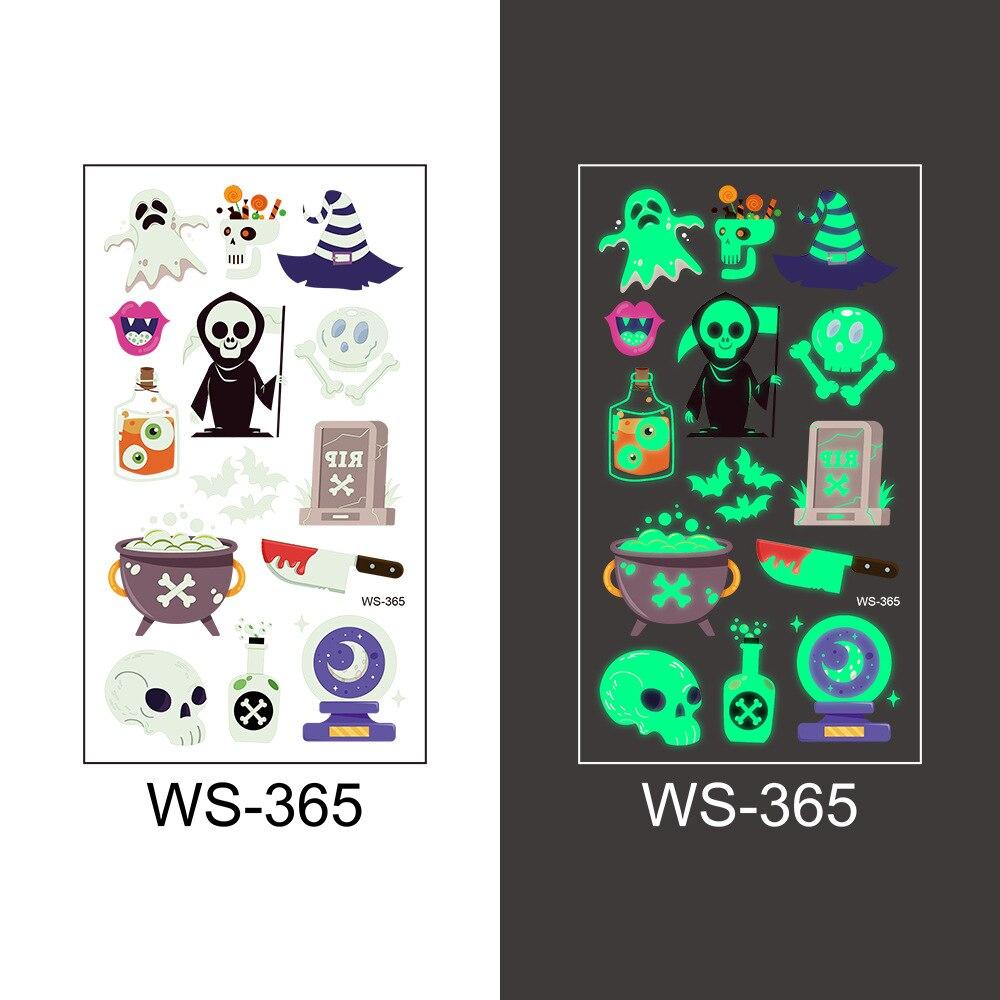 1pc Luminous Tattoo Ghost Taty Fake Tattoo Glowing In Dark Waterproof Temporary Tattoo Stickers Halloween Party for Kids