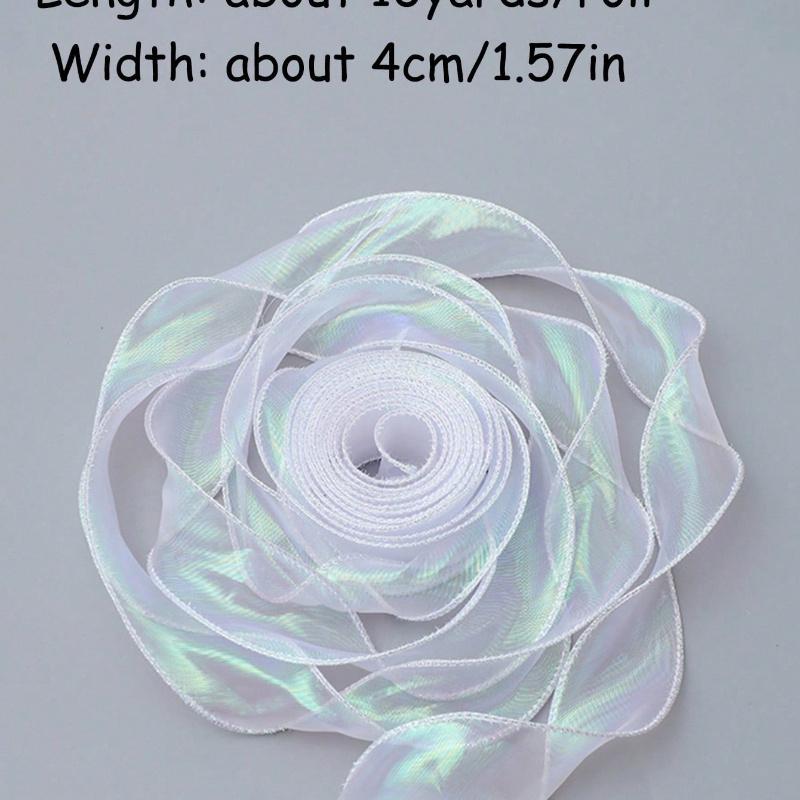 Iriserande Organzaband Skirt Genomskinligt Brett Hantverk Dekorativt Band för Blommor Blomsterbuketter Kransar Bröllop Födelsedagsfest Jul