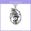 Skull Gothic Necklaces With Vintage Finish And Crow Shape Design Halloween For