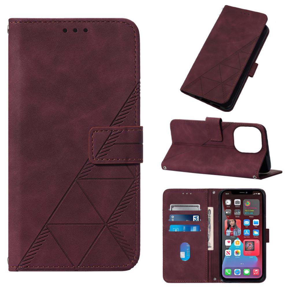 

Роскошный кожаный чехол-книжка с тиснением и слотом для карт для iPhone 15 14Plus 13 12 11 Pro Max XSMax для Samsung S23 S22 S21 S20 Plus Ultra A05 A15 A14 A54 iPhone 6/6S вино красного