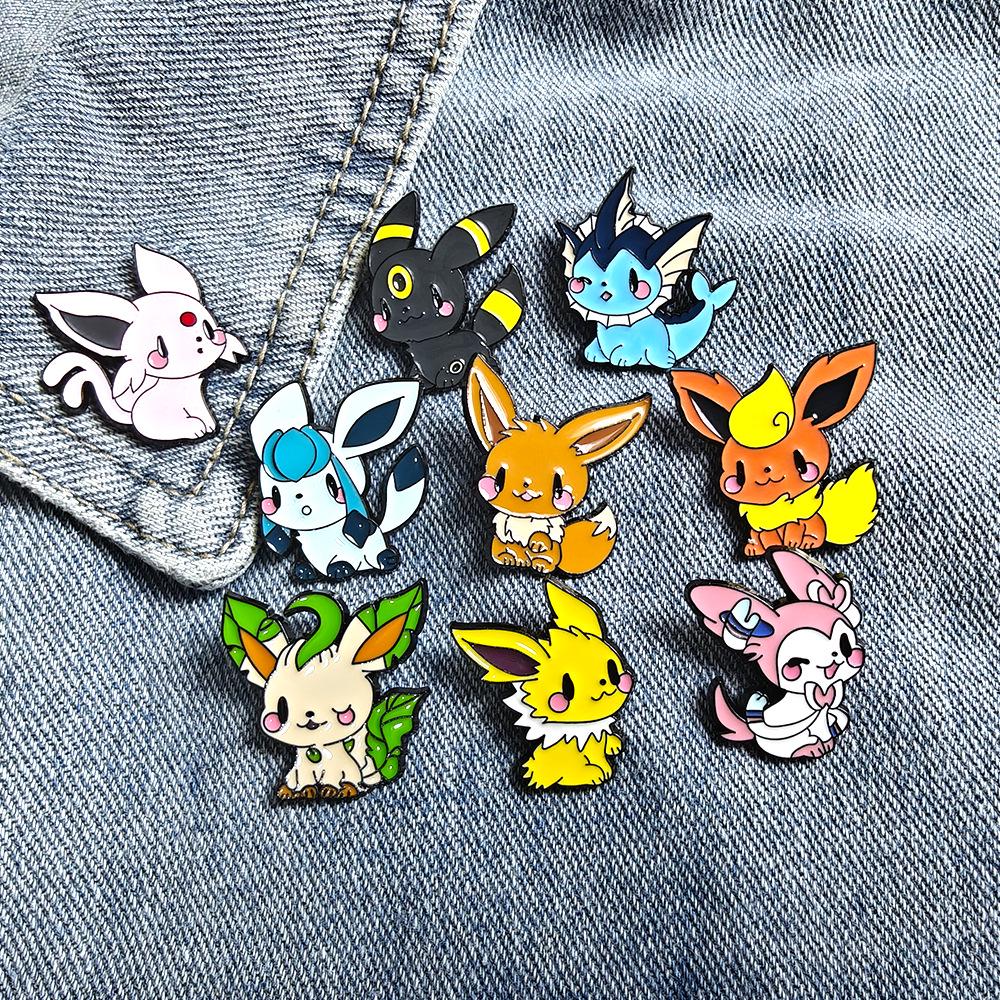 Eevee Family Pokémon Metal Brooch - Cute Anime Gift for Kids