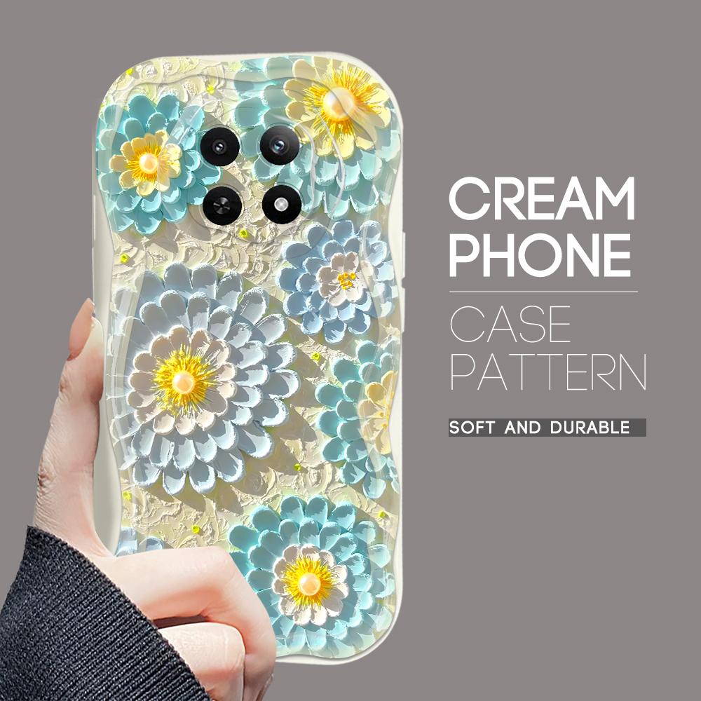 Cartoon Pattern Cream Texture Casing Wavy Edge Soft Silicone Cover Phone Case for OPPO Reno Realme OnePlus Vivo