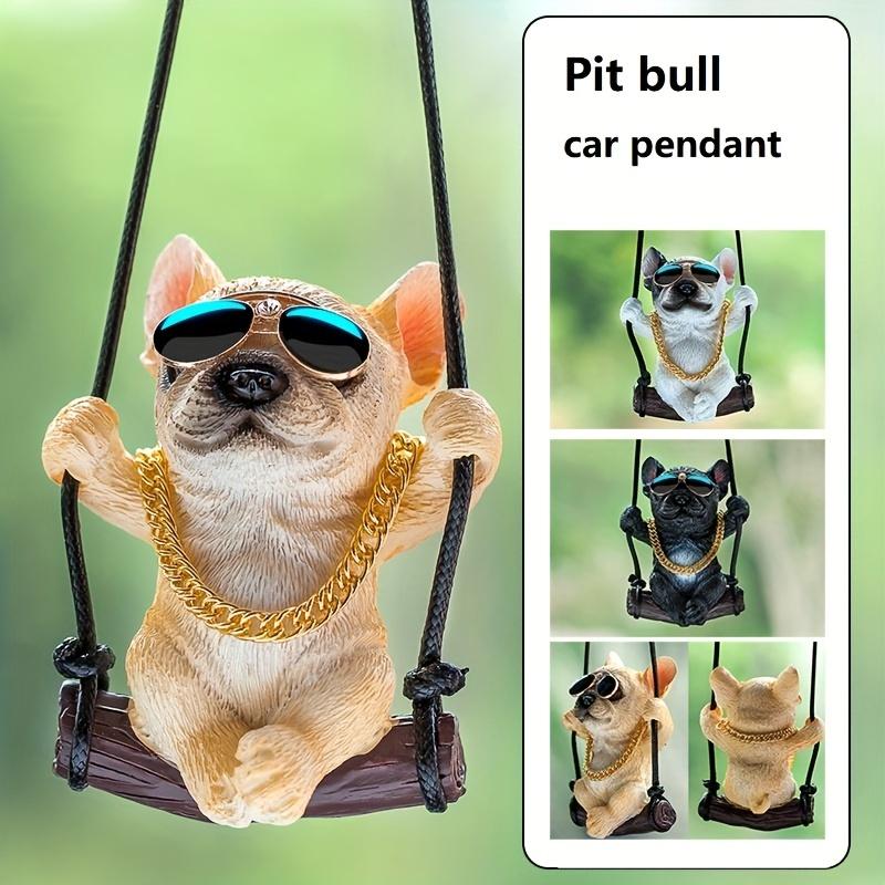 Cute Swing Dog Bulldog Model Auto Rearview Mirror Hanging Pendant Decoration Kwaii Lap-dog Car Interior Accessories Ornaments