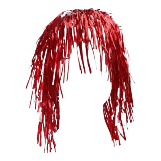 Foil Tinsel Wig Metallic Fancy Dress Shiny Wig 80s Disco Cosplay Party Supplies Photo Booth Props for Adults