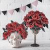 Black Red Roses Artificial Roses Scary Eyeball Design Halloween Home Decor Artificial Goth Horror Props DIY Accessories