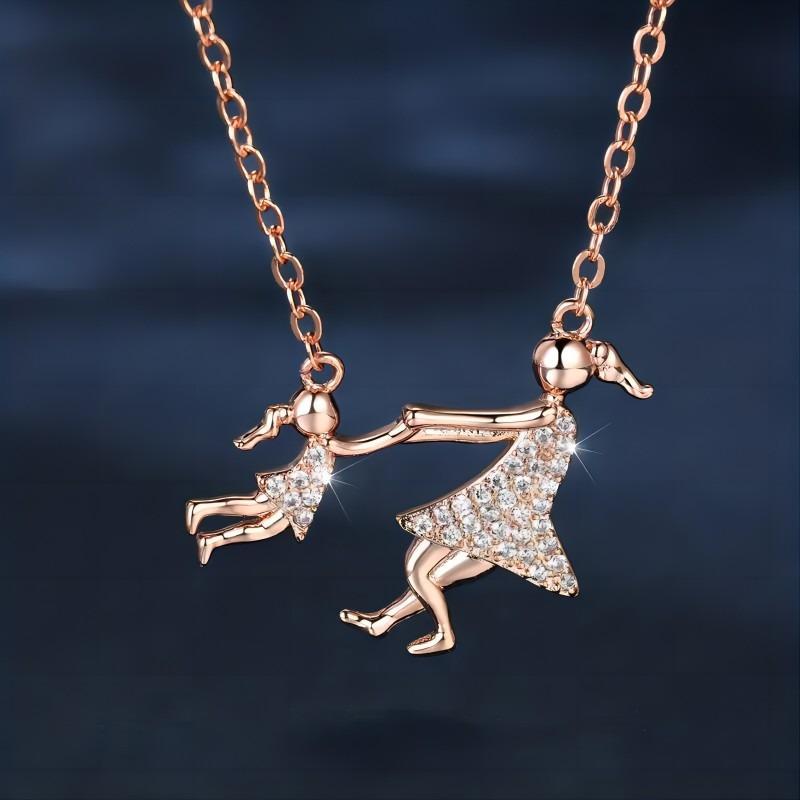 

Mother-Daughter Necklace - Golden-Tone Alloy & Acrylic Pendant, Elegant Symbolic Jewelry Gift for Women, Teens 15+ - Christmas Birthday Party Gift for