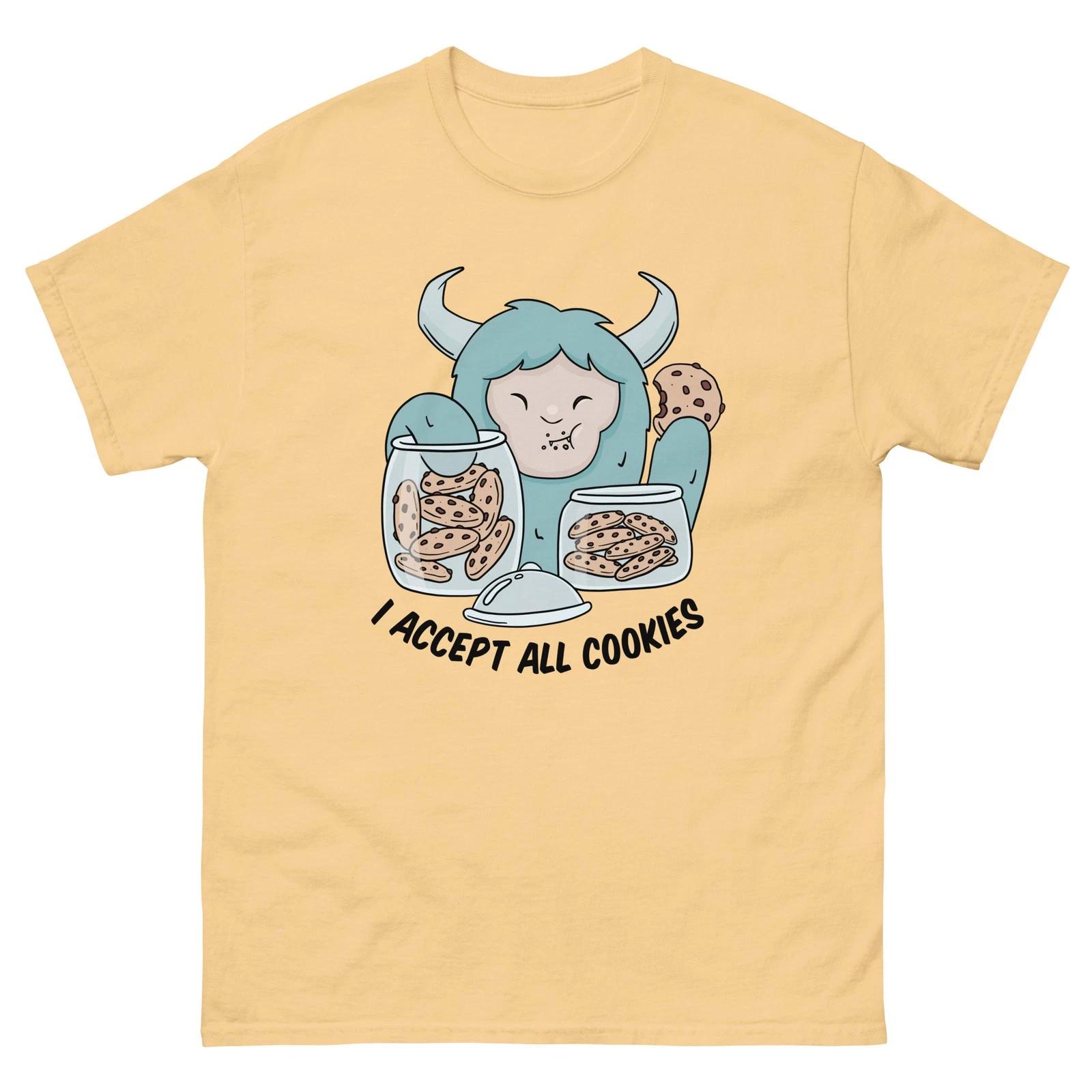 Unisex classic tee I Accept All Cookies - Diseño Divertido Monstruo Galletas L