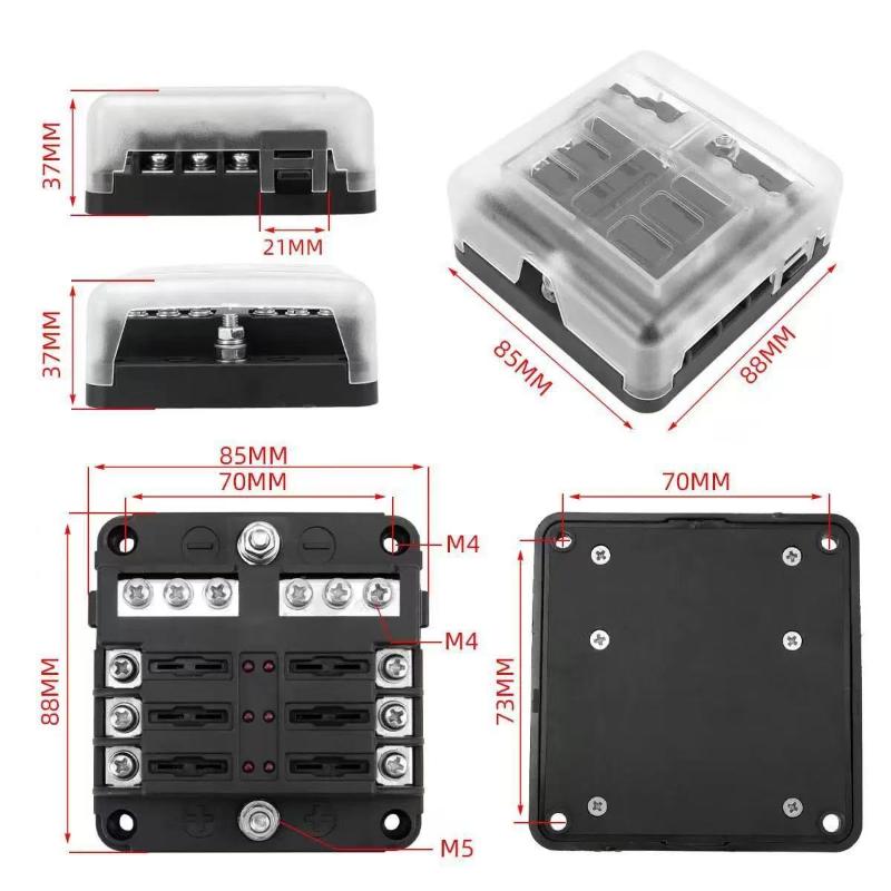 Universal Blade Fuse Box Holder 6/12 Circuit 12V 24V Durable Fuse Block for Automotive Car Marine Boat Off-road Vehicle
