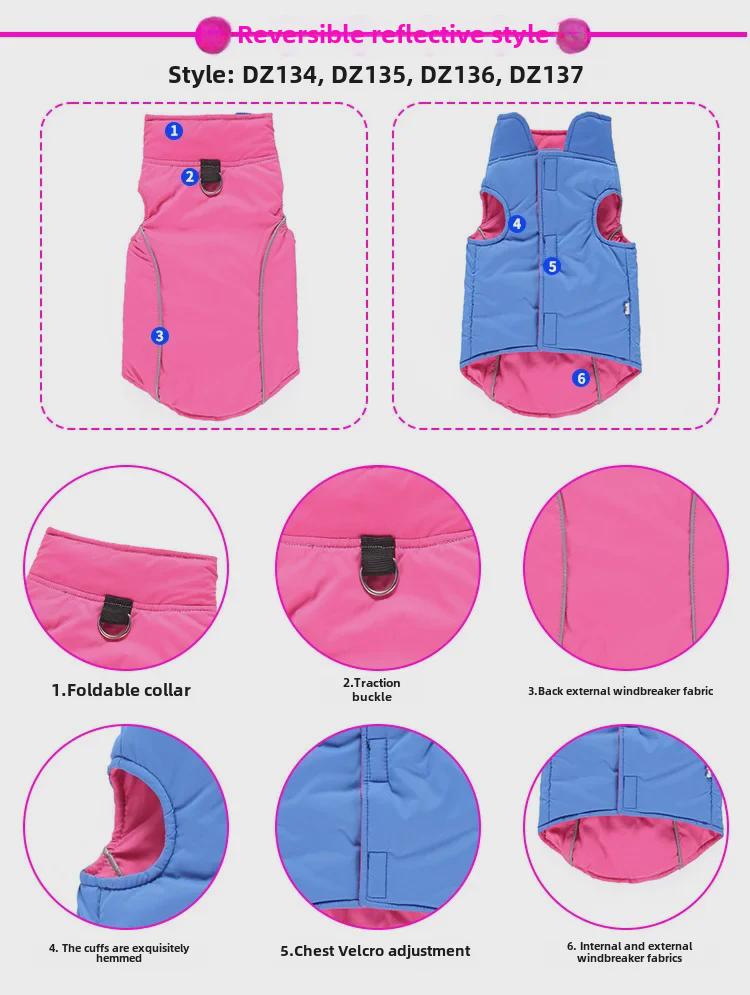 Giacca Imbottita per Cani con Zip - Cappotto Invernale in Pile d'Agnello per Animali Domestici