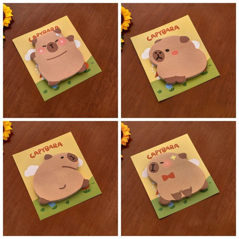 4 Pcs/Bag Durable Capybara Memo Pad Kawaii Cartoon Notepad N Times Sticky Notes  Planner
