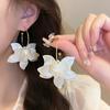 Romance Sweet Resin Stereo Flower Long Drop Dangle Earrings for Women Wedding Bride Holiday Fashion Cute Korea Jewelry Gifts