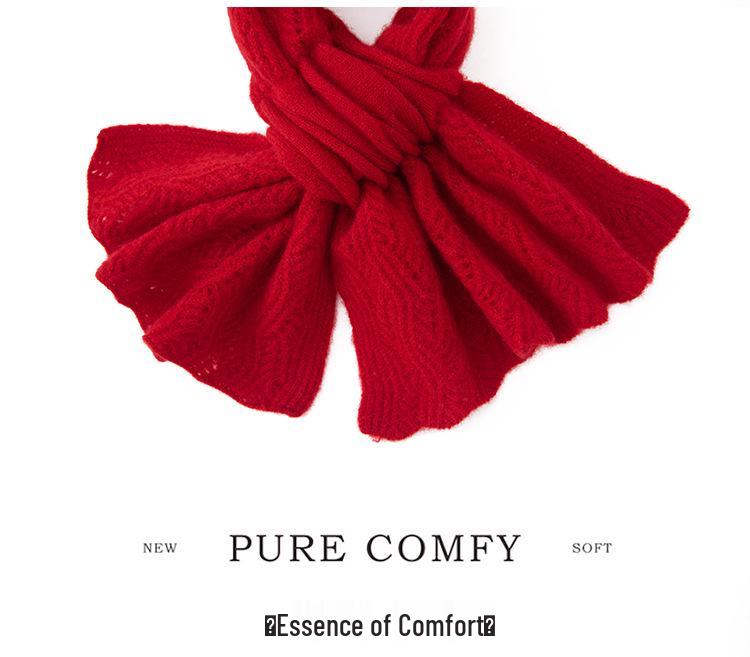 Women's 100% Cashmere Color Block Scarf: Autumn/Winter Style, Neck Protection, Perforated Knit, Hollow Out Design