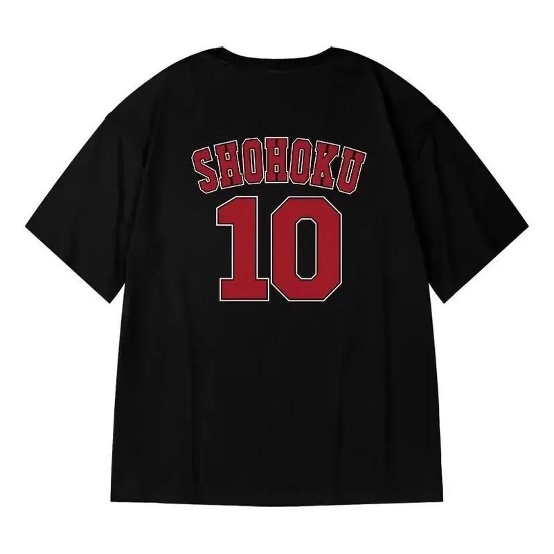 Camiseta Negra Con Estampado Shonen Anime Slam Shohoku S